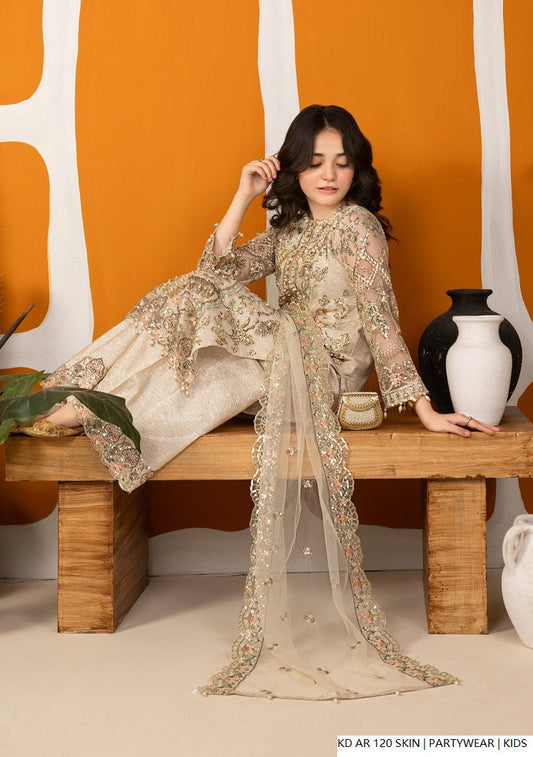 Off white Pakistani girls organza frock side view