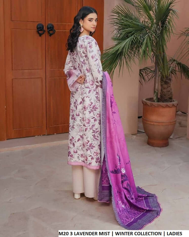 Lavender lawn Pakistani women's A-Line casual shirt side view