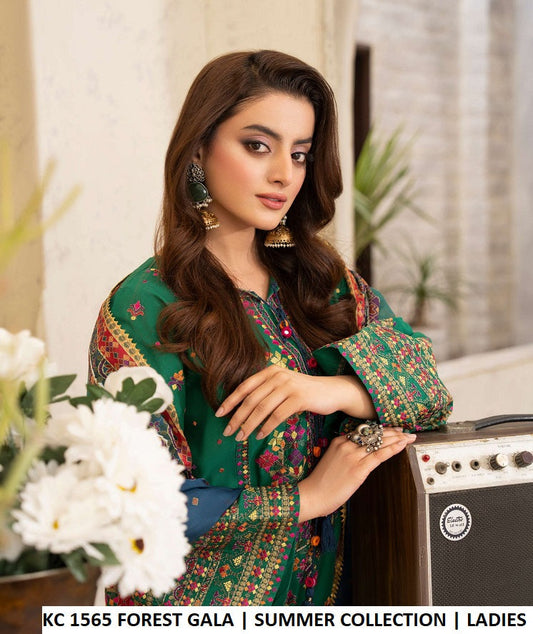 KC TABEER 1565 FOREST GALA - Forest Cotton 3-Piece Suit