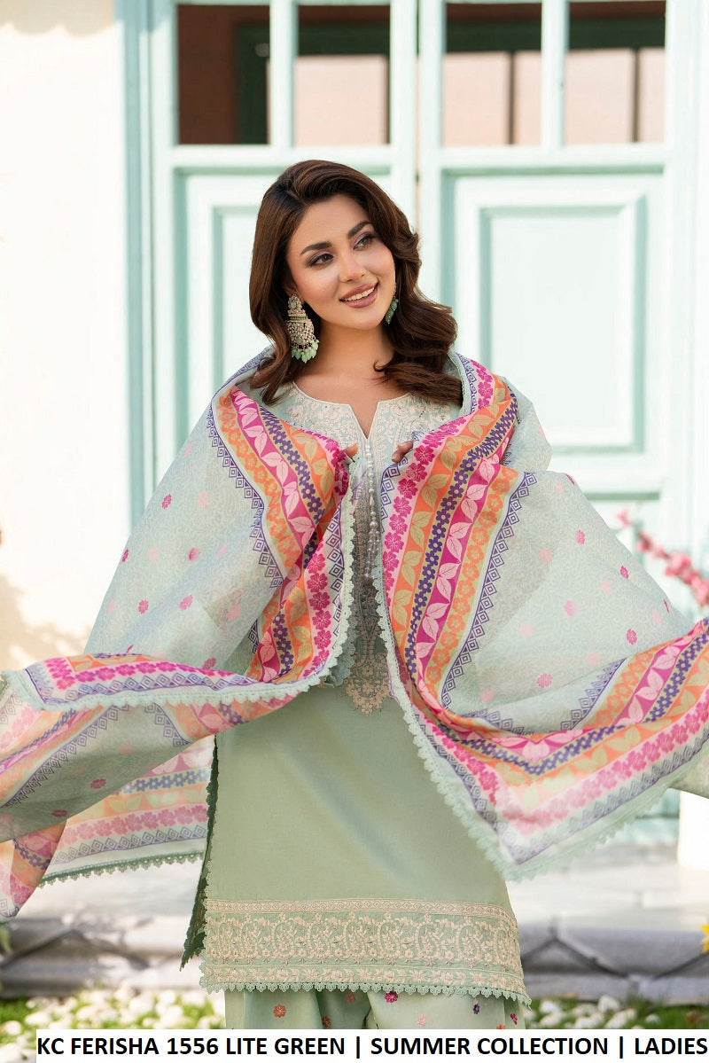 Pakistani women's mint green cotton short shirt farshi shalwar detail view