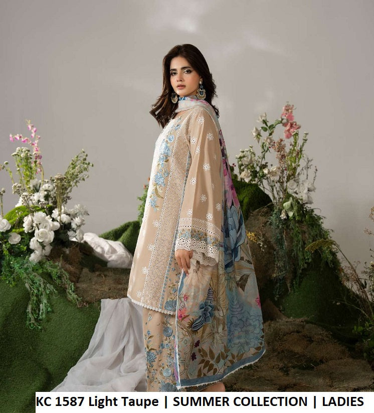 KC Ayra 1587 Light Taupe - Light Taupe Embroidered 3-Piece Women's Pakistani Suit