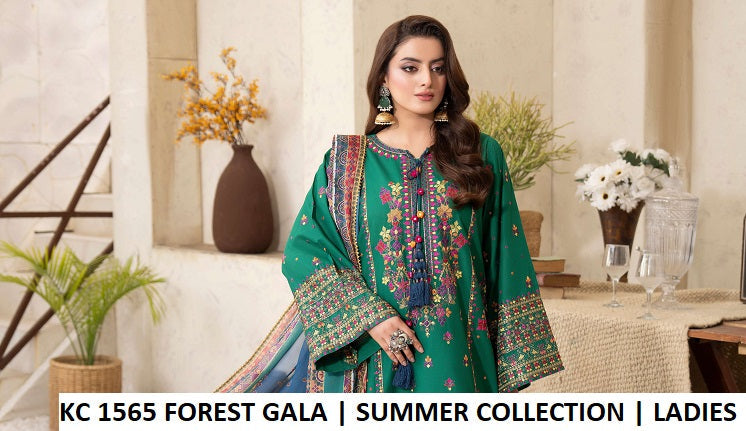 KC TABEER 1565 FOREST GALA - Forest Cotton 3-Piece Suit