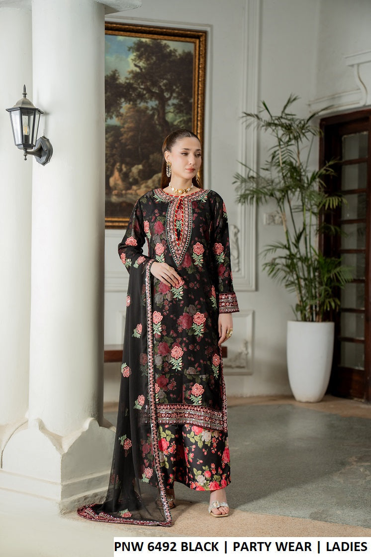 PNW 6492 PRINT - Elegant Printed Chiffon 3-Piece Women's Plazo Suit