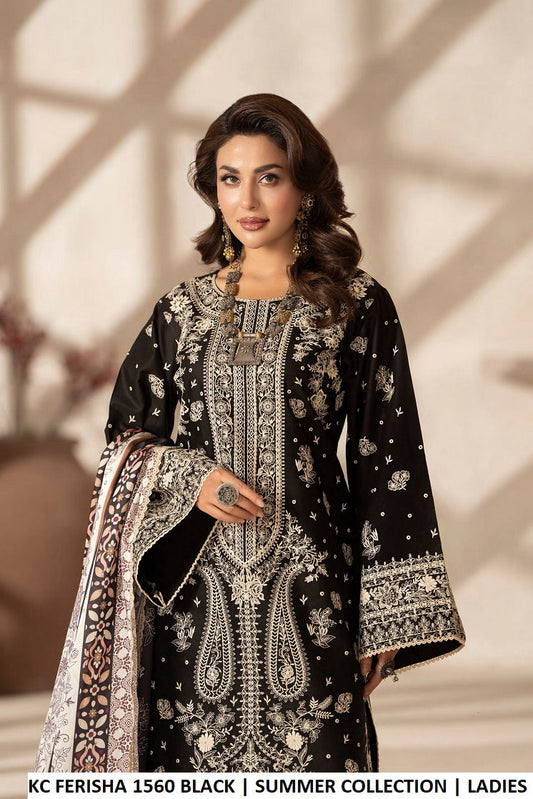 Black cotton Pakistani women's long straight shirt with plazo side view