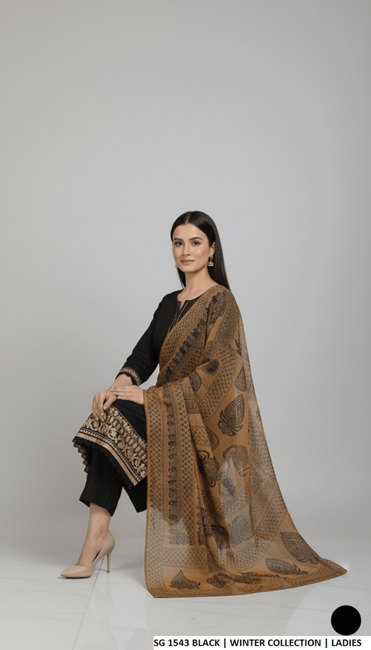 Black lawn Pakistani women's A-Line casual shirt side view
