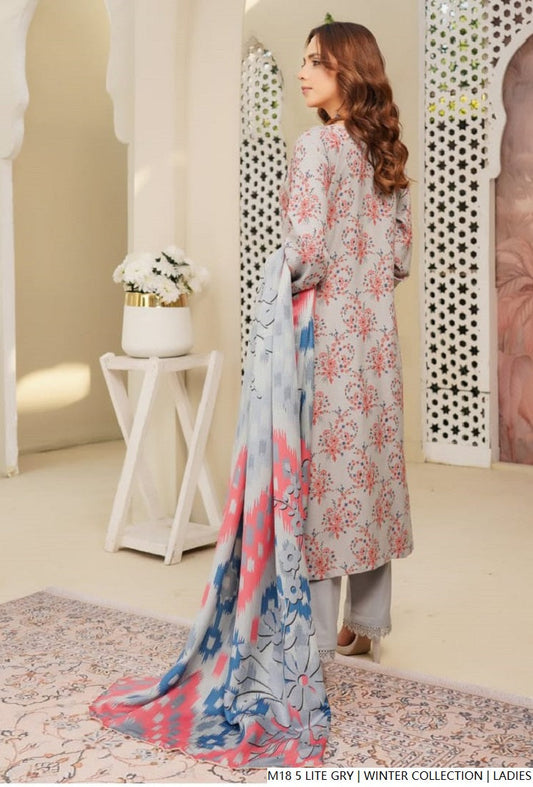 Light grey lawn Pakistani women's A-Line casual shirt side view
