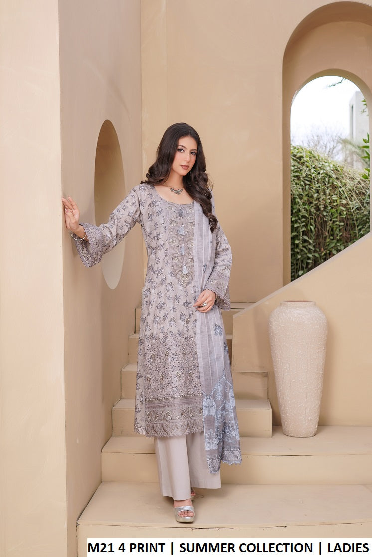 Pakistani women's lawn A-Line printed casual shirt plazo back view