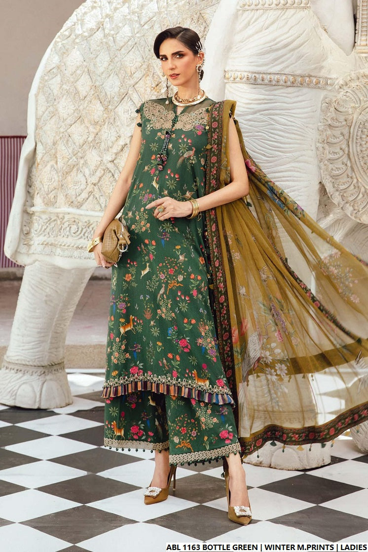 Printed lawn straight shirt - Pakistani women's casual summer outfit with lawn trouser and digital print dupatta front view