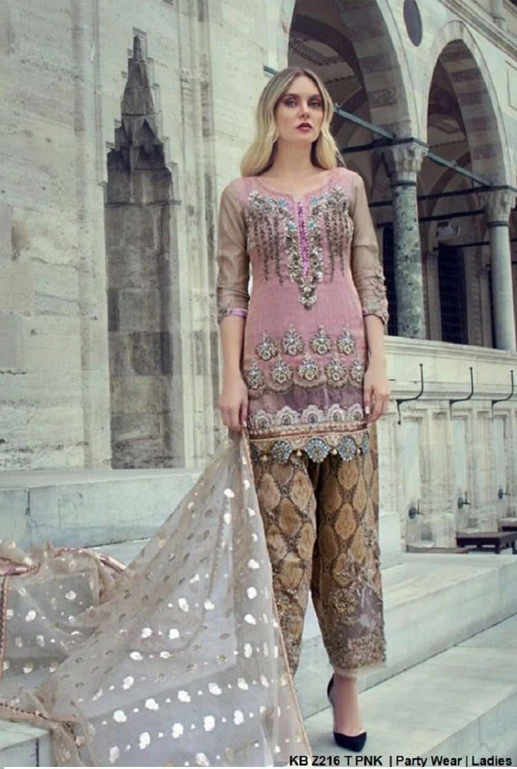 KB Z216 Pakistani women's resham mesuri luxury outfit back view