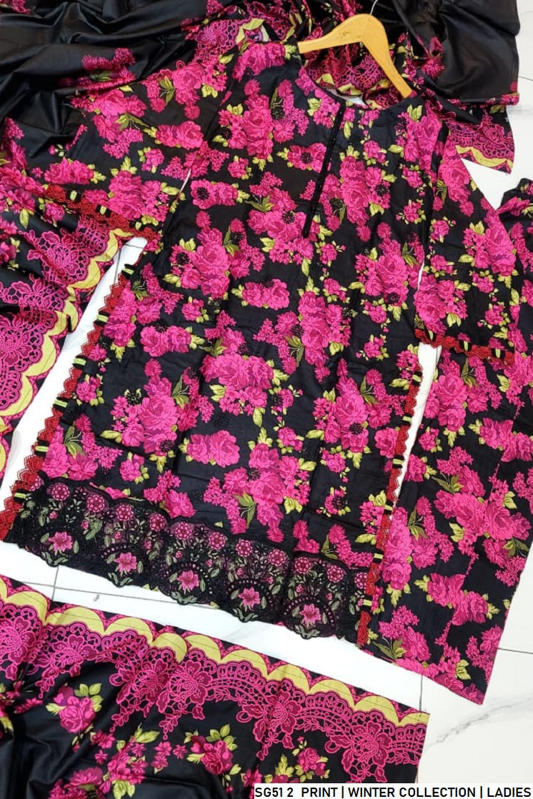 Pakistani women's lawn A-Line printed casual outfit back view