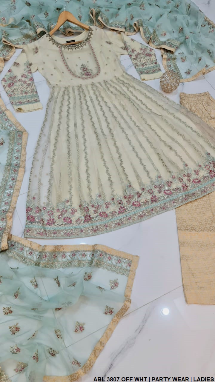 ABL 3807 Pakistani women's organza party wear detail view