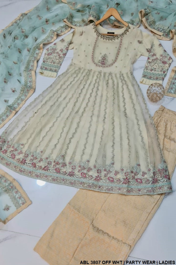 ABL 3807 Pakistani women's organza frock full view
