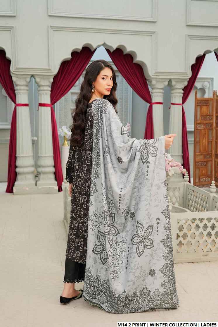 Pakistani women's lawn A-Line printed casual outfit back view