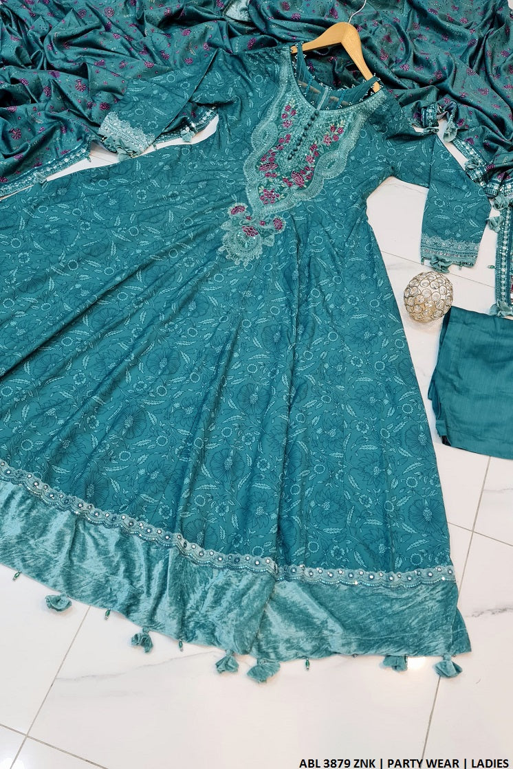 ABL 3879 Pakistani women's digital viscose long maxi back view