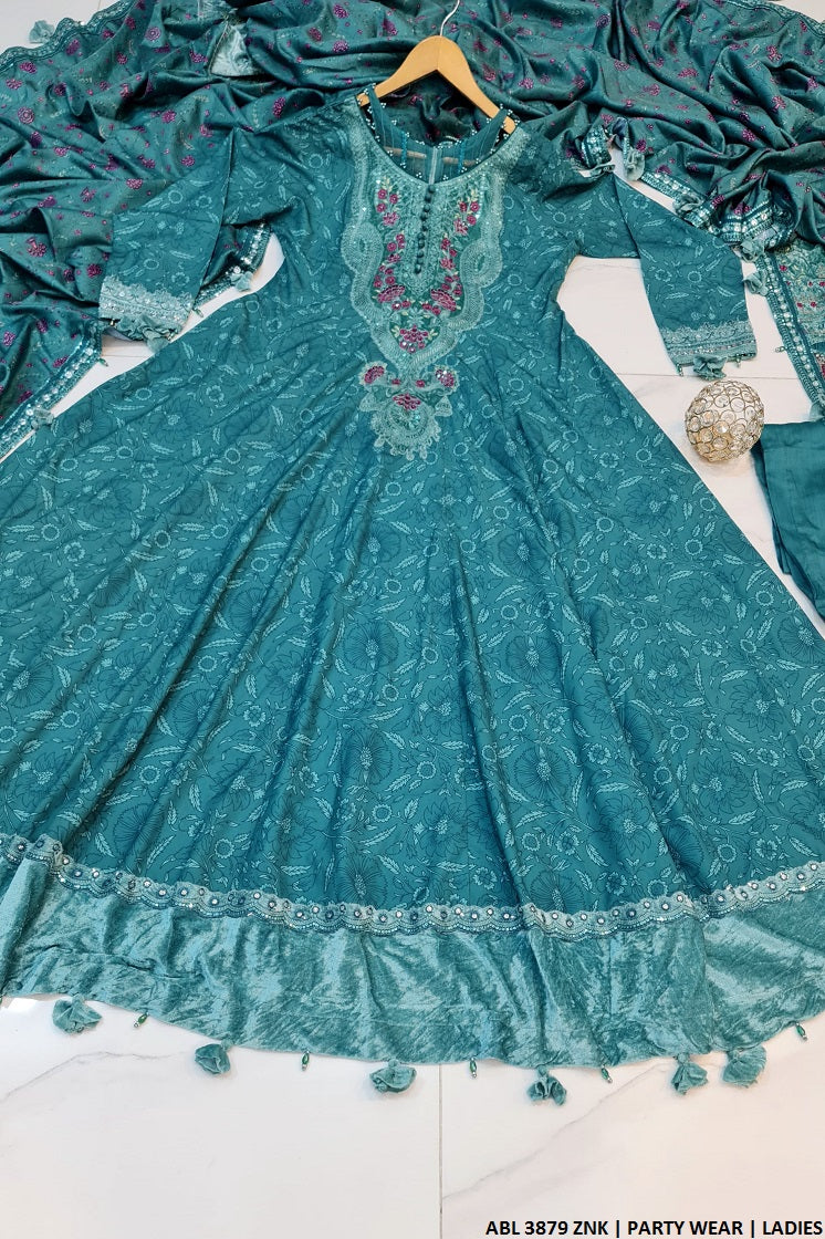 ABL 3879 Pakistani women's digital viscose long maxi detail view