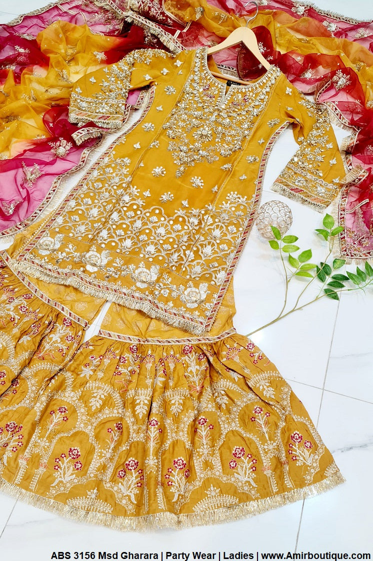 ABS 3156 Pakistani women's organza shirt gharara back view