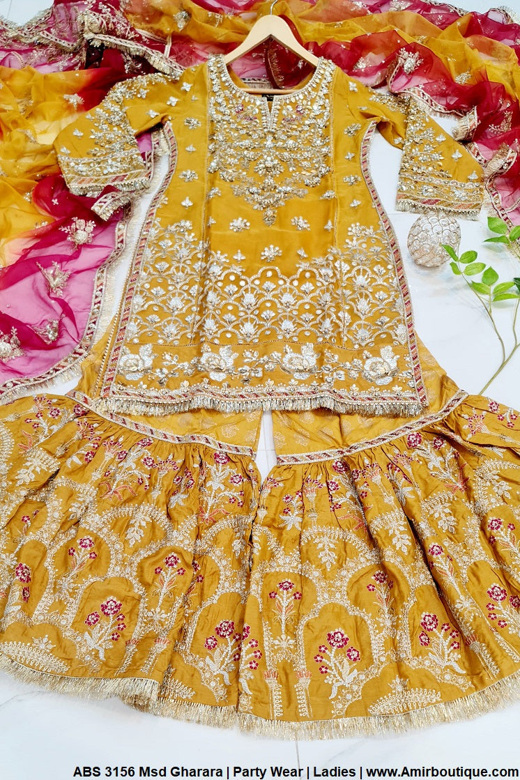 ABS 3156 Pakistani women's organza straight shirt gharara full view