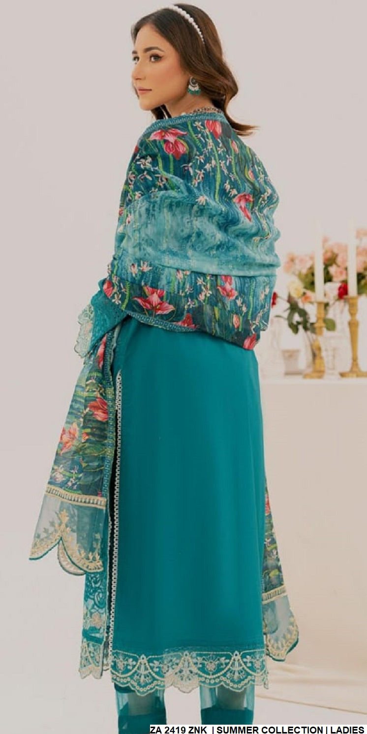 ZA 2419 Pakistani women's cotton casual outfit back view