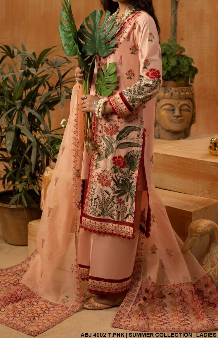 ABJ 4002 cotton Pakistani women's open gaun style shirt back view