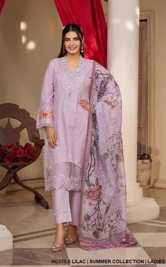 HC575 6 cotton Pakistani women's A-Line casual outfit side view