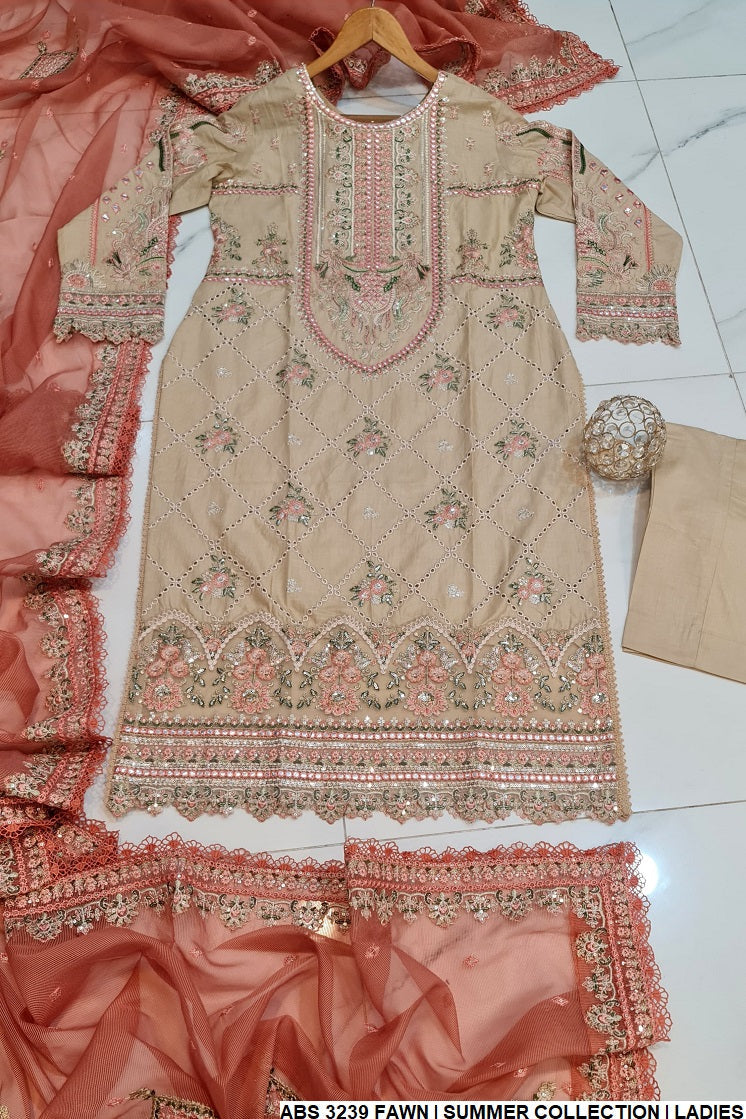 ABS 3239 Pakistani women's cotton casual outfit detail view