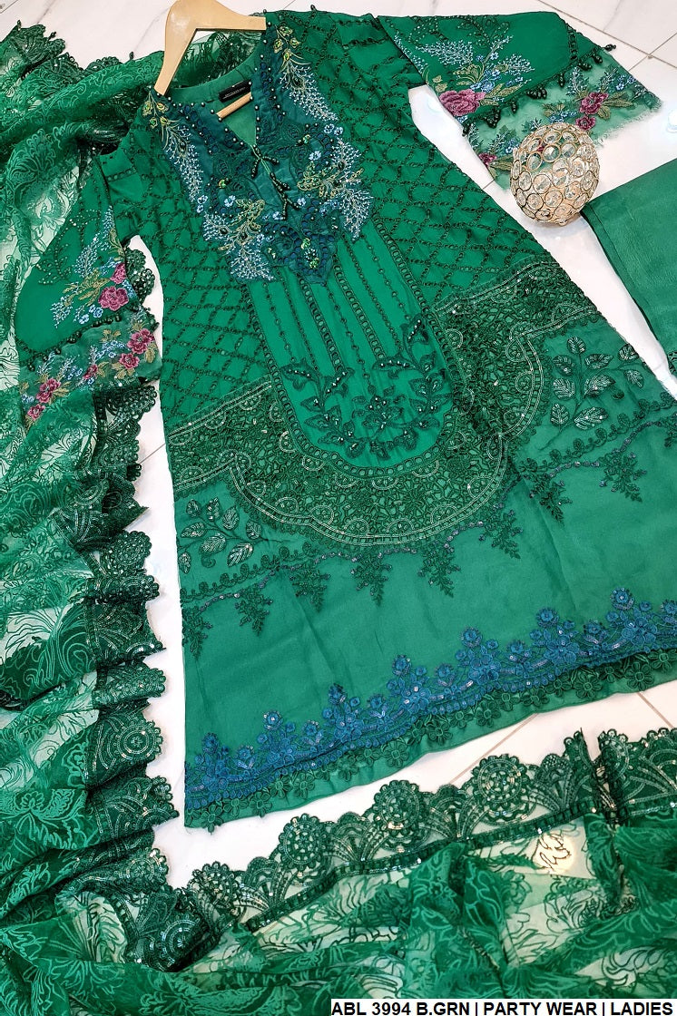 ABL 3994 Pakistani women's chiffon outfit back view