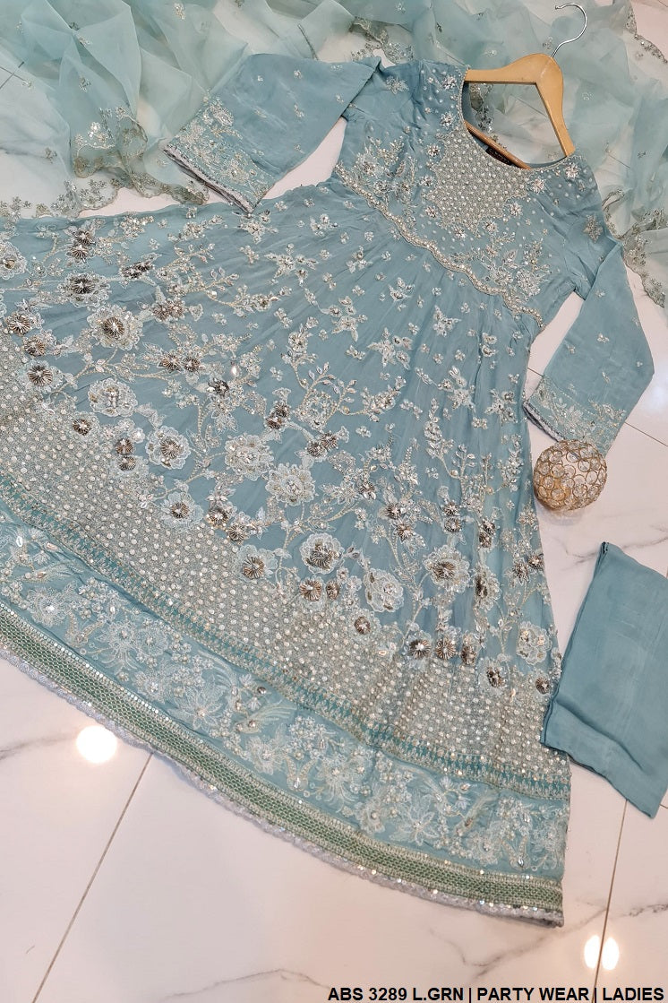ABS 3289 Pakistani women's chiffon formal long frock full view