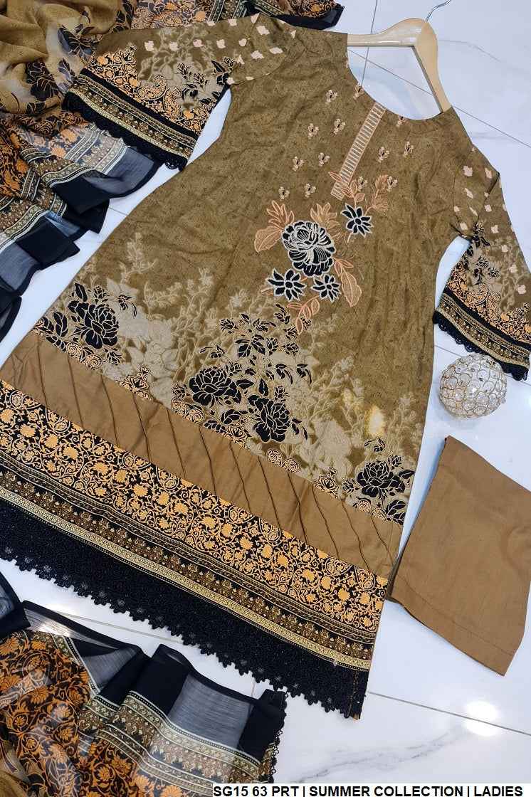 SG15 63 PRT Lawn women's summer Pakistani outfit with digital dupatta full view