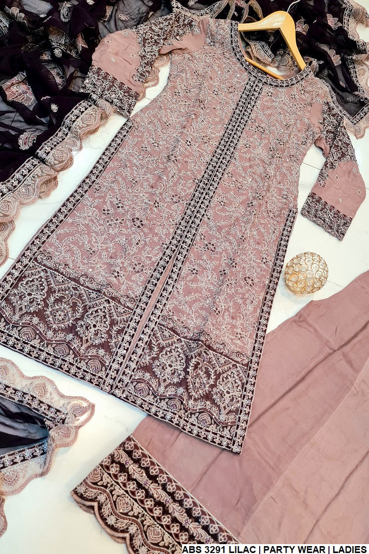 ABS 3291 Pakistani women's chiffon outfit with chiffon dupatta full view