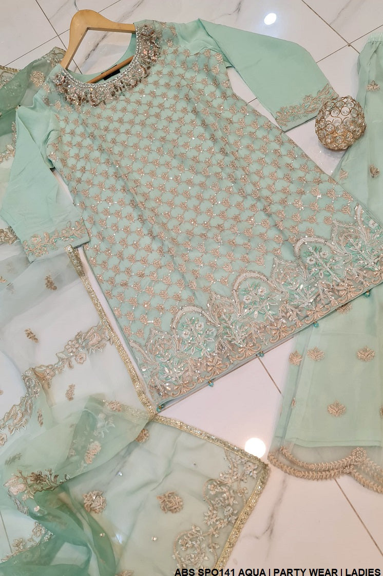 ABS SPO141 chiffon Pakistani women's shirt with plazo back view