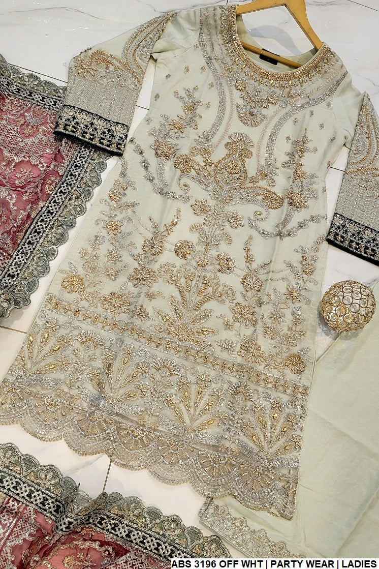 ABS 3196 Pakistani women's chiffon plazo outfit detail view