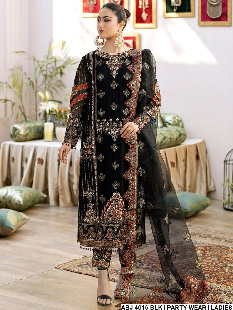 ABJ 4016 chiffon Pakistani women's straight shirt back view