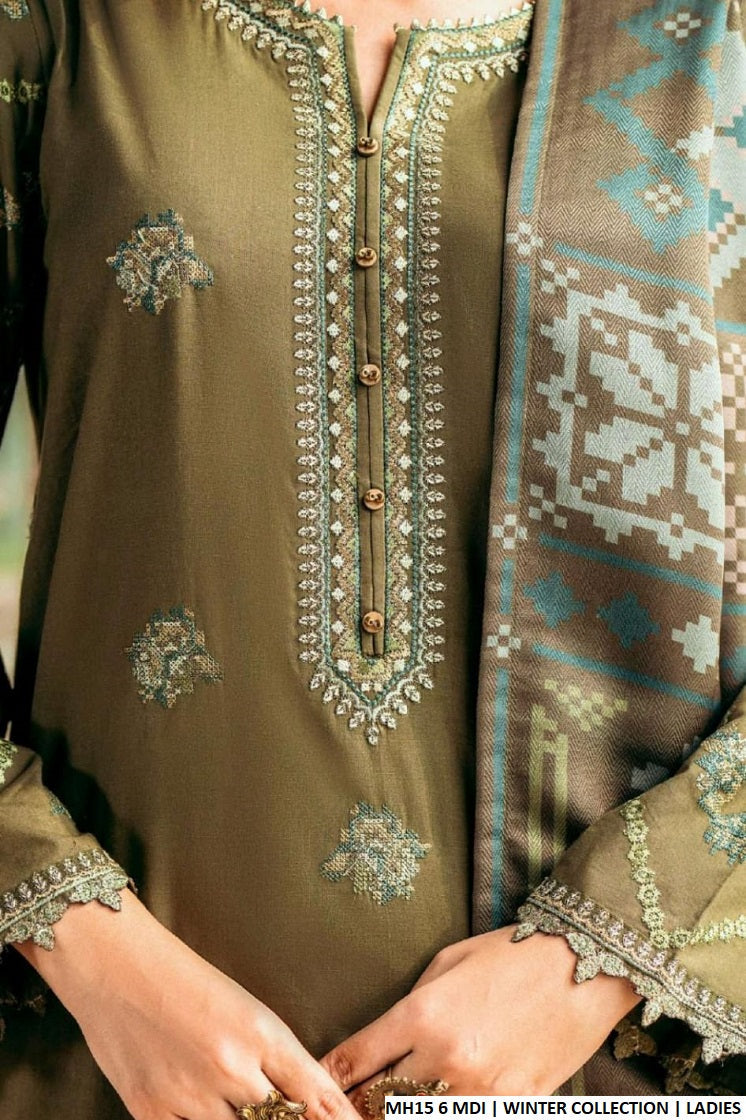MH15 6 dhanak Pakistani women's A-Line winter outfit back view