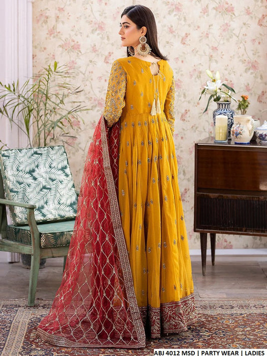 ABJ 4012 chiffon Pakistani women's angrakha style outfit back view