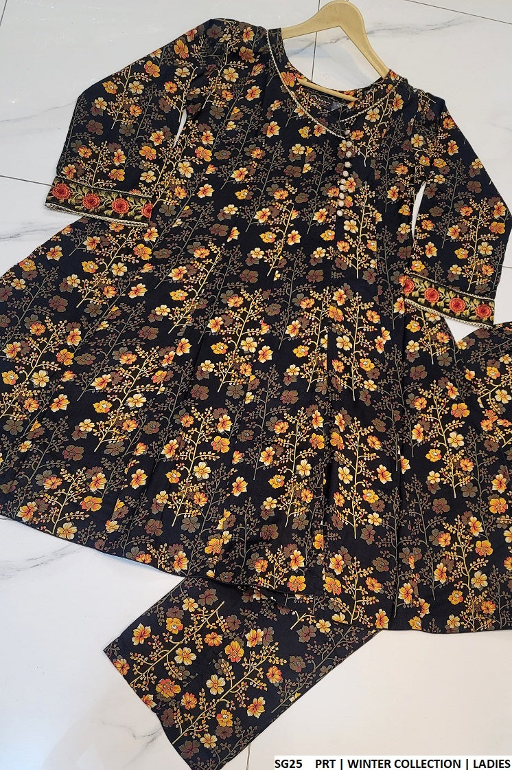 SG25 Pakistani women's linen angrakha frock full view
