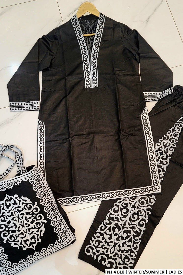 TN1 4 Pakistani women's shambray katan straight shirt back view