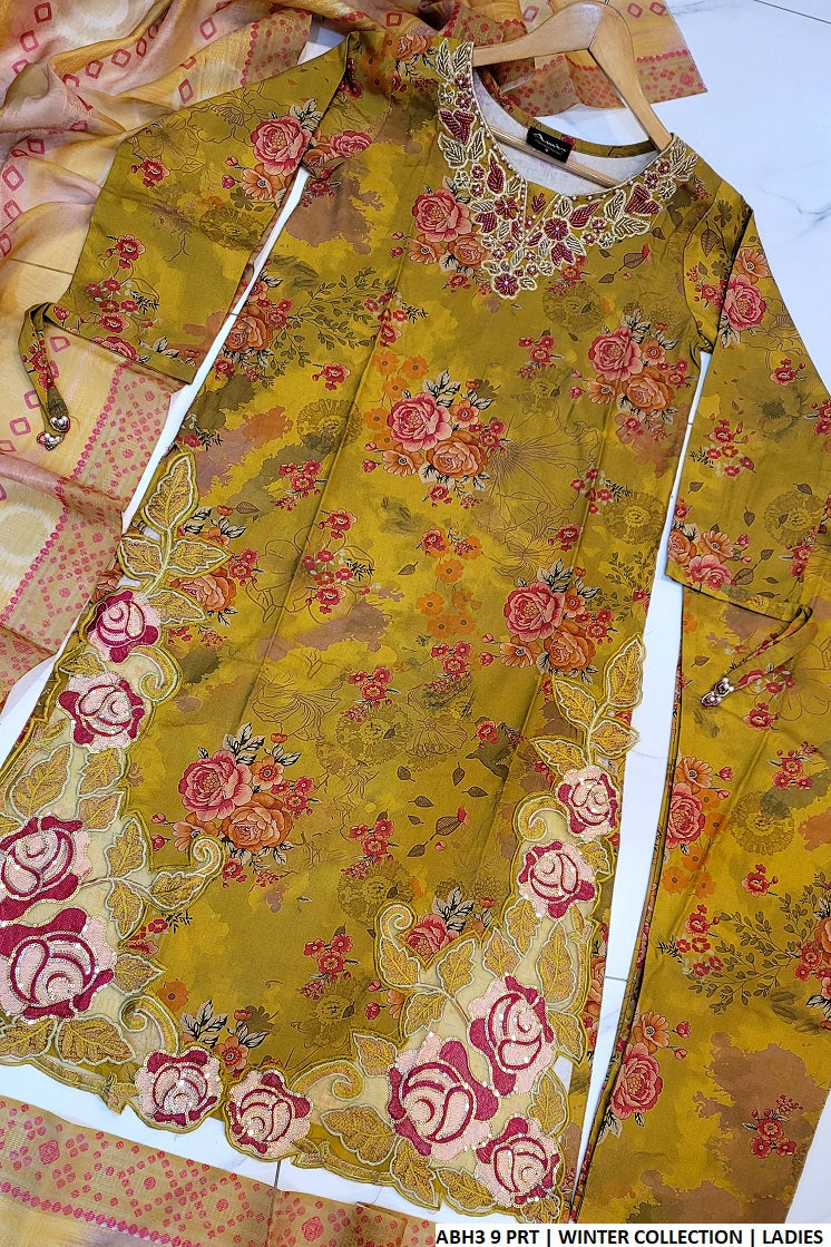 ABH3 9 Pakistani women's winter cotton suit back view