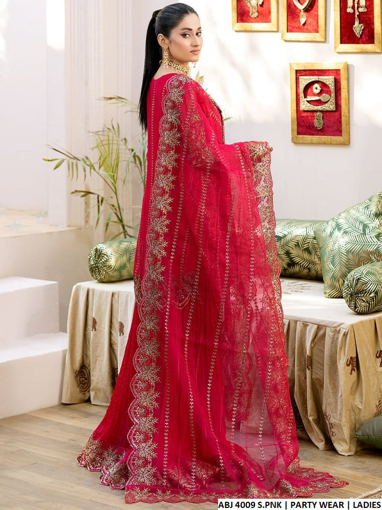 Chiffon shirt sharara ABJ 4009 - Pakistani women's party wear with net dupatta front view