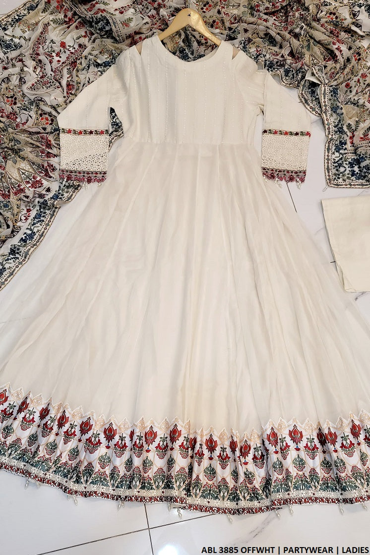 ABL 3885 Pakistani women's chiffon long frock back view