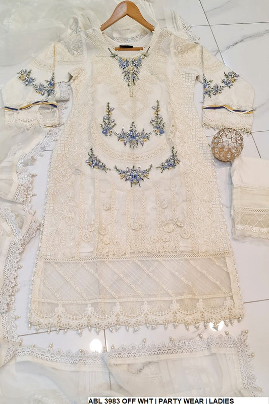 ABL 3983 organza Pakistani women's straight shirt side view