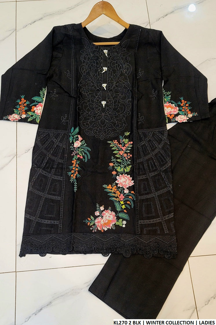KL270 2 winter cotton Pakistani women's suit full view