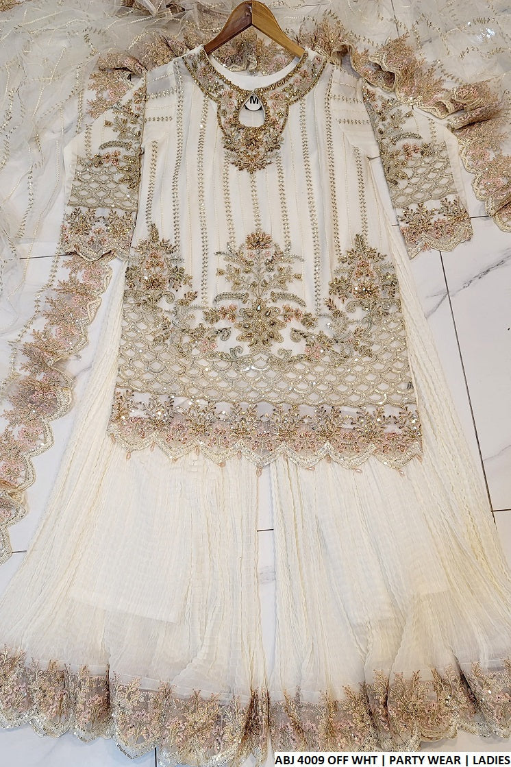 ABJ 4009 Pakistani women's chiffon shirt sharara back view