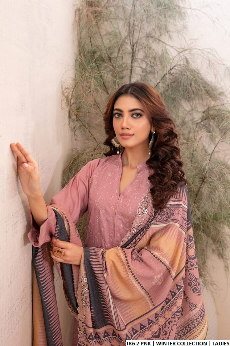 TK6 2 karandi Pakistani women's A-Line winter outfit side view