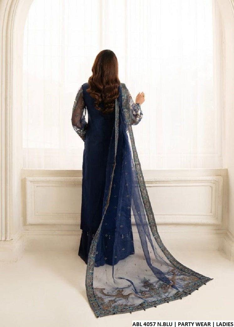 ABL 4057 Pakistani women's organza straight shirt formal outfit detail view