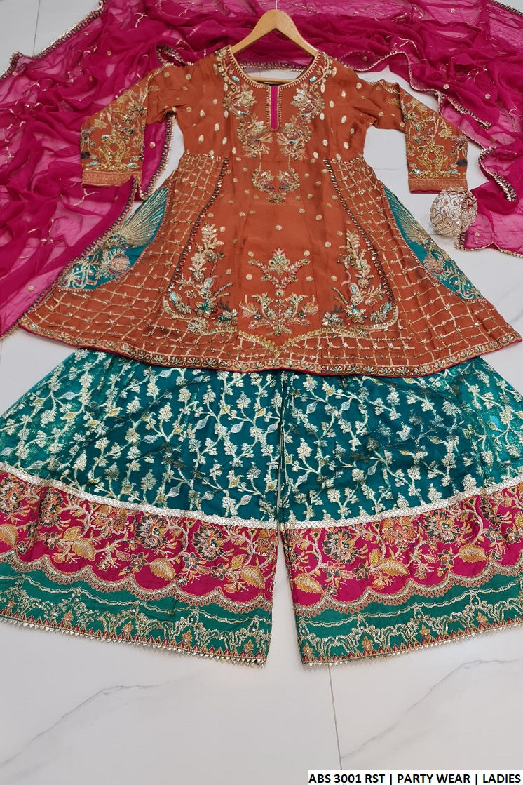 ABS 3001 Pakistani women's chiffon formal frock full view