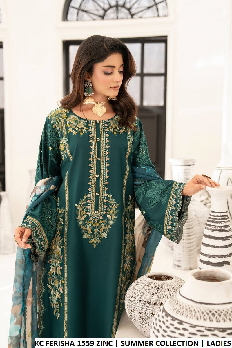 Pakistani women's zinc grey cotton straight shirt plazo back view