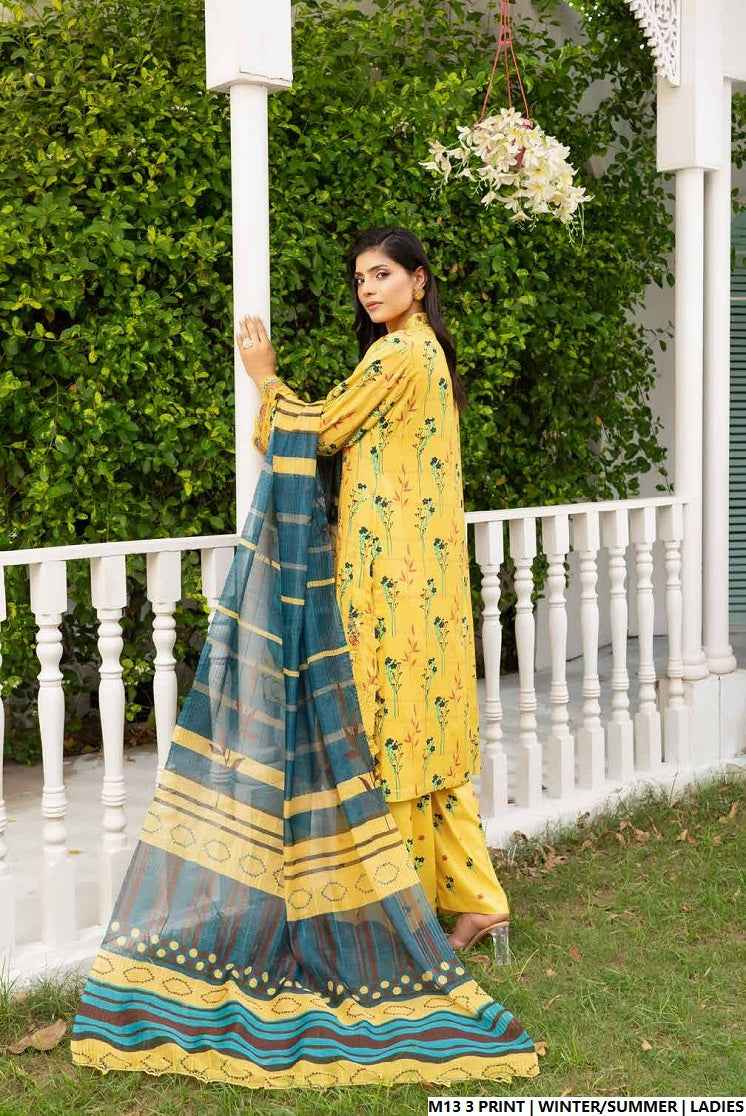 Pakistani women's lawn A-Line printed casual outfit back view