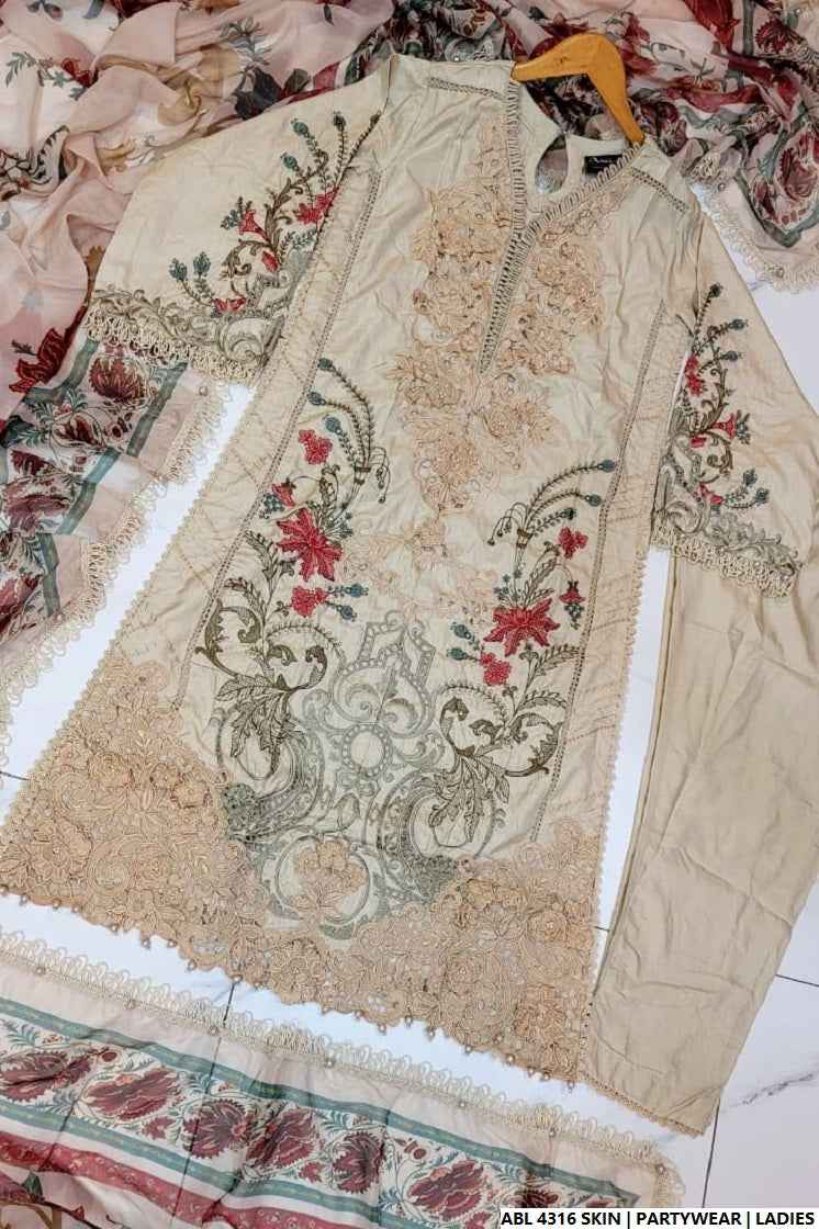 Pakistani women's skin organza A-Line shirt back view