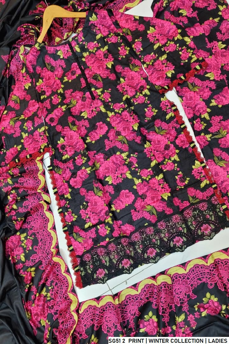 Pakistani women's lawn A-Line printed casual outfit full view