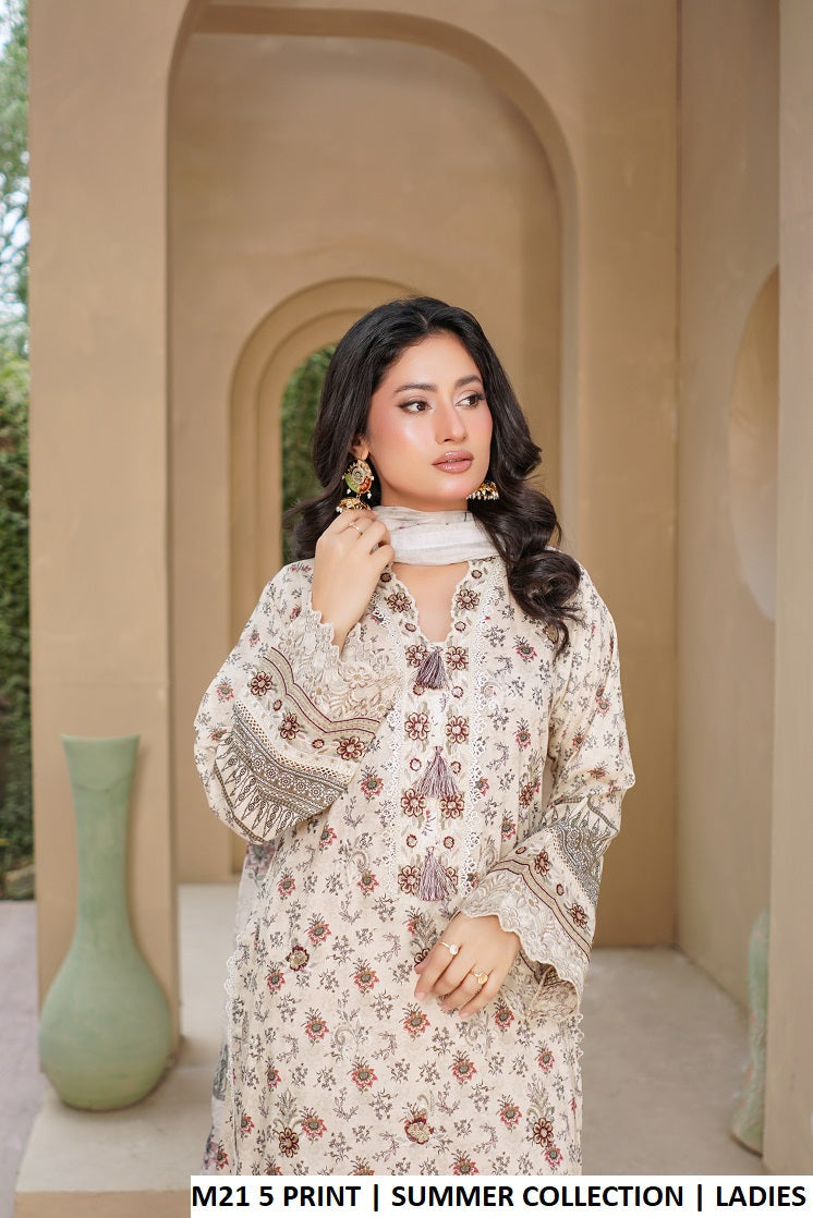 Pakistani women's lawn A-Line printed shirt plazo side view